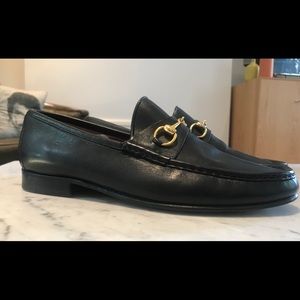 Gucci Black Leather Horsebit Loafers Jordaan Roos